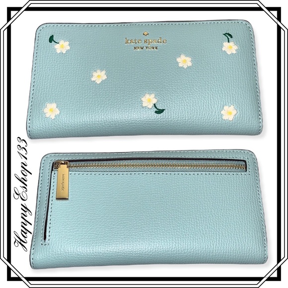 ♠️ kate spade Embroidered Lea Daisy Floral Large Slim Bifold Wallet, Aphrodite - Picture 13 of 14